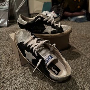 Golden Goose Superstar Black and Silver Sneakers